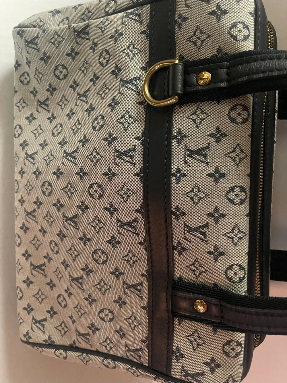 Louis Vuitton Gray and Black Monogram Satchel